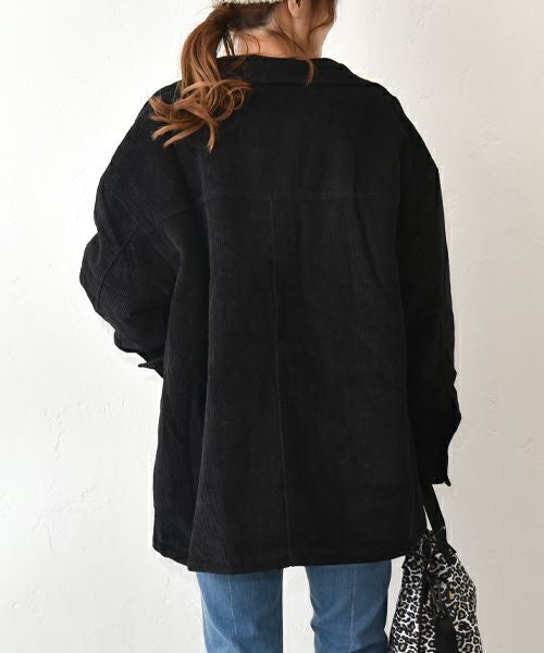 IN THE MARKET｜コーデュロイ 衿ファー薄中綿入りミドルカバーオール [[HUG-7183F613]][C]