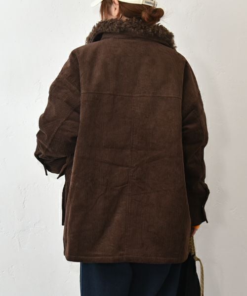 IN THE MARKET｜コーデュロイ 衿ファー薄中綿入りミドルカバーオール [[HUG-7183F613]][C]