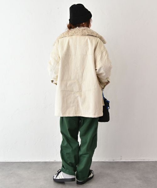 IN THE MARKET｜コーデュロイ 衿ファー薄中綿入りミドルカバーオール [[HUG-7183F613]][C]
