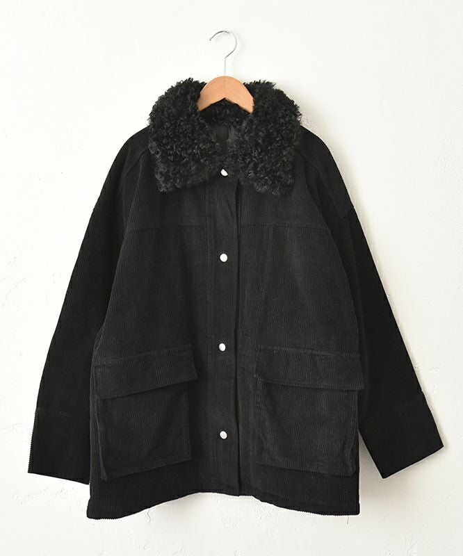  IN THE MARKET｜コーデュロイ 衿ファー薄中綿入りミドルカバーオール [[HUG-7183F613]][C]