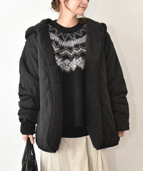 hagumu｜裏ボアフード付きキルティングジャケット [[50099352]][C]