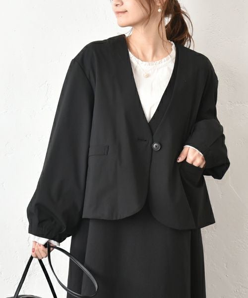 un cinq｜Tropical Stretch Balloonsleeve Jacket [[U26-07]][C]