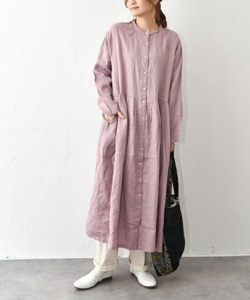 08Mab｜リネン切替前開きワンピース [[CF-1025HF1287]][C]