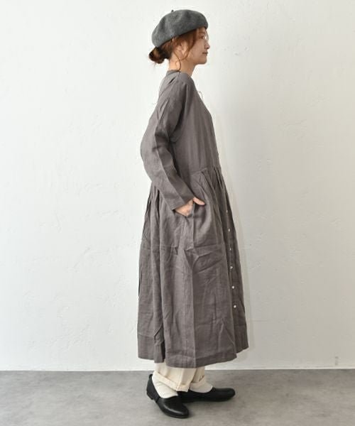 08Mab｜リネン切替前開きワンピース [[CF-1025HF1287]][C]