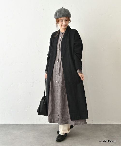 08Mab｜リネン切替前開きワンピース [[CF-1025HF1287]][C]