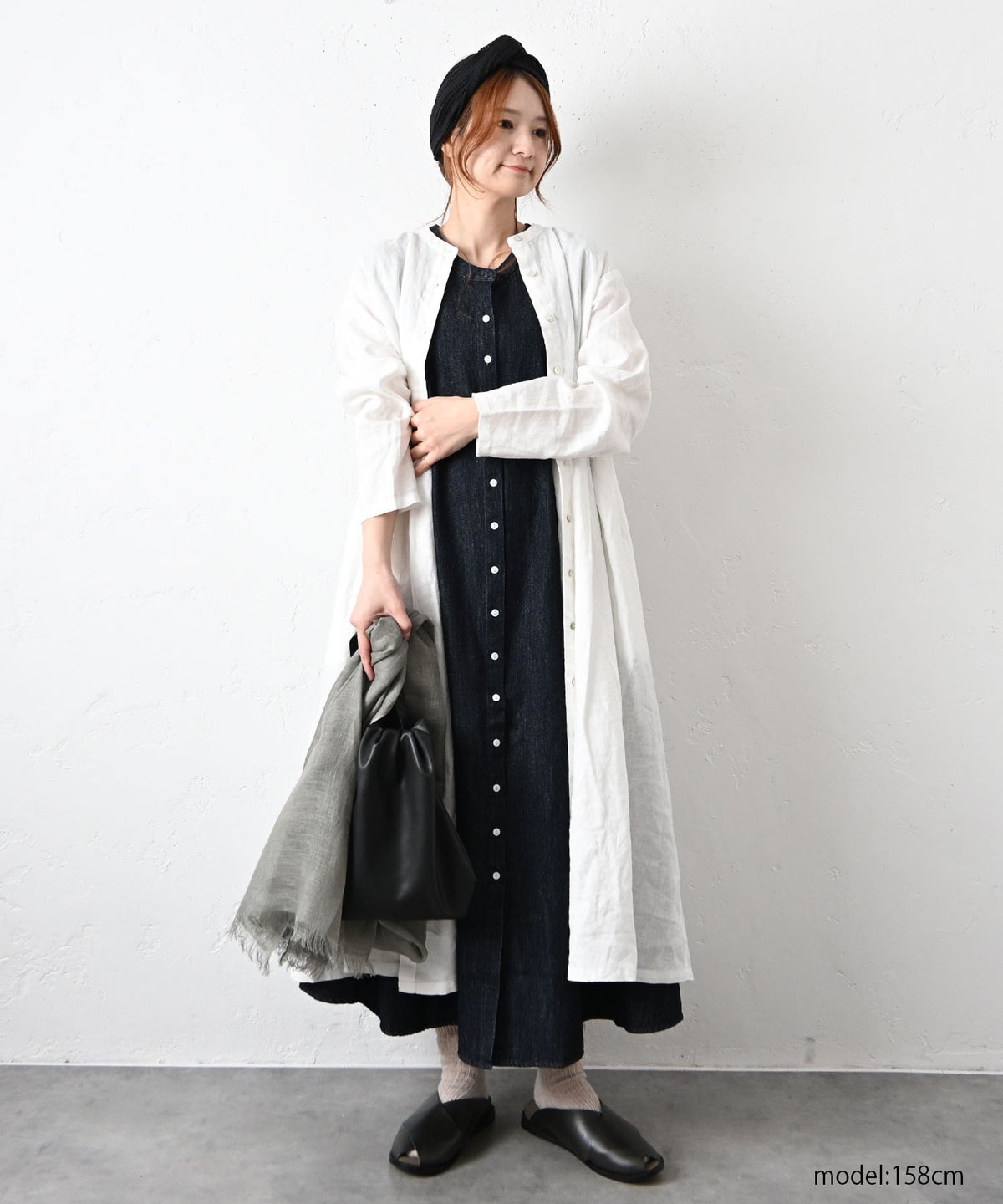 08Mab｜リネン切替前開きワンピース [[CF-1025HF1287]][C]