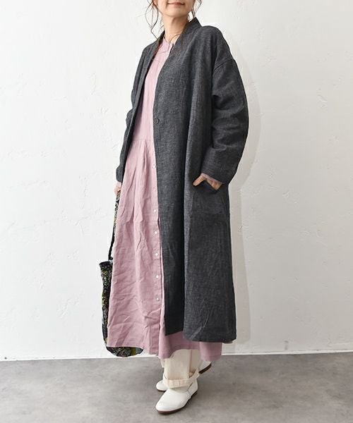 08Mab｜綿麻ダブルガーゼロングコート [[CF-1025HF13MS11]][C]