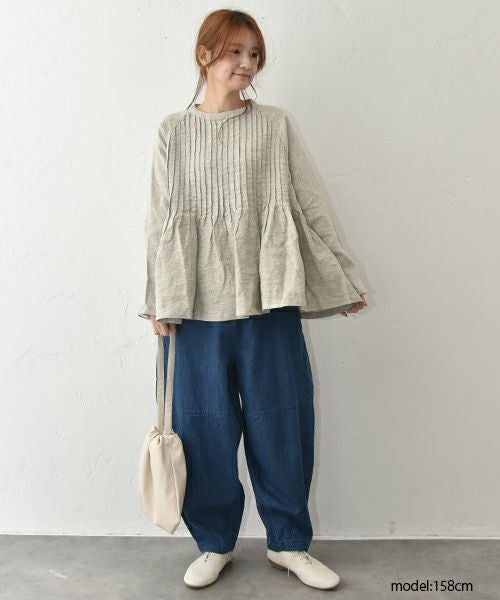 08Mab｜リネンコットンデニム切替ボールパンツ [[CF-1224HF1100]][C]