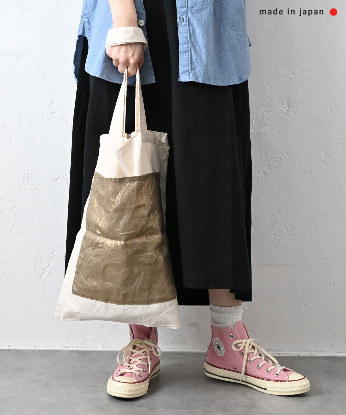 prit｜オックス×リネン箔プリントビッグポケットトート [[P01601]][C]