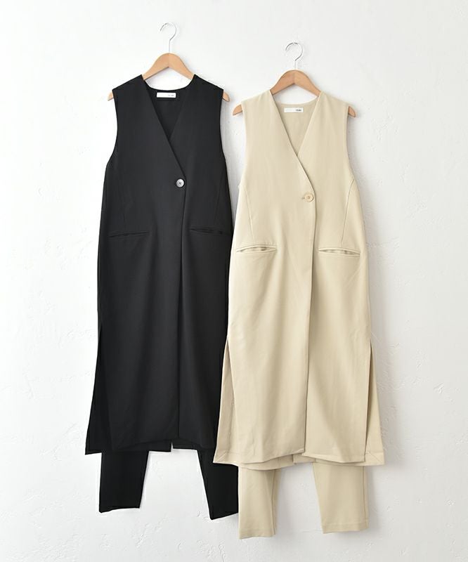 HUMS｜ロングジレ×テーパードパンツセットアップ [[HUM-047]][C]