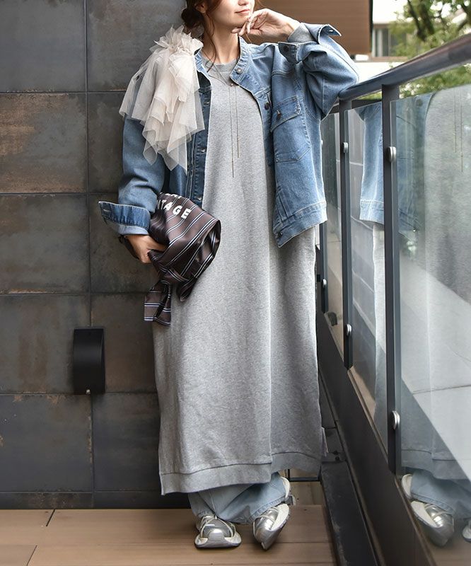 HUMS｜デニム切り替りえカットワンピース [[C-5055]][C]