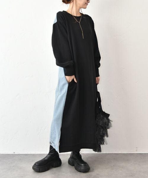 新品　RISLEYリズレイ　ロングワンピース　黒色 Risley｜レイヤードワンピース [[R2601-ROP938]][F] | ma28 ONLINE STORE