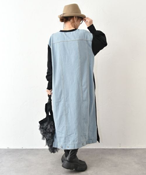HUMS｜デニム切り替りえカットワンピース [[C-5055]][C]