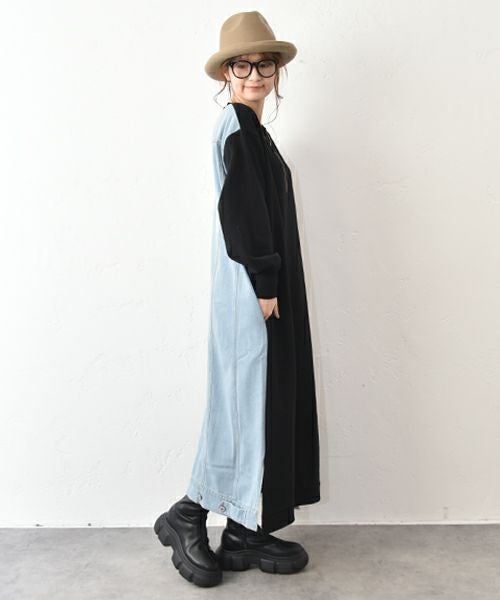 HUMS｜デニム切り替りえカットワンピース [[C-5055]][C]