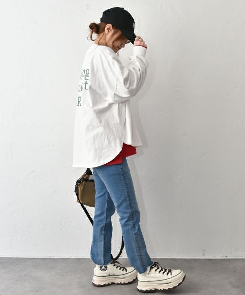  CUBE SUGAR｜バックプリントパフスリーブカットソー [[15104635]][C]