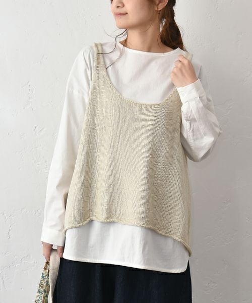 hagumu｜麻混ニットベスト [[MT-0495]][C]