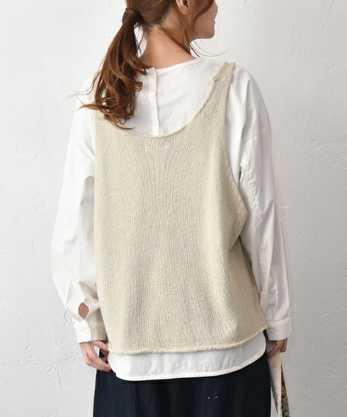 hagumu｜麻混ニットベスト [[MT-0495]][C]