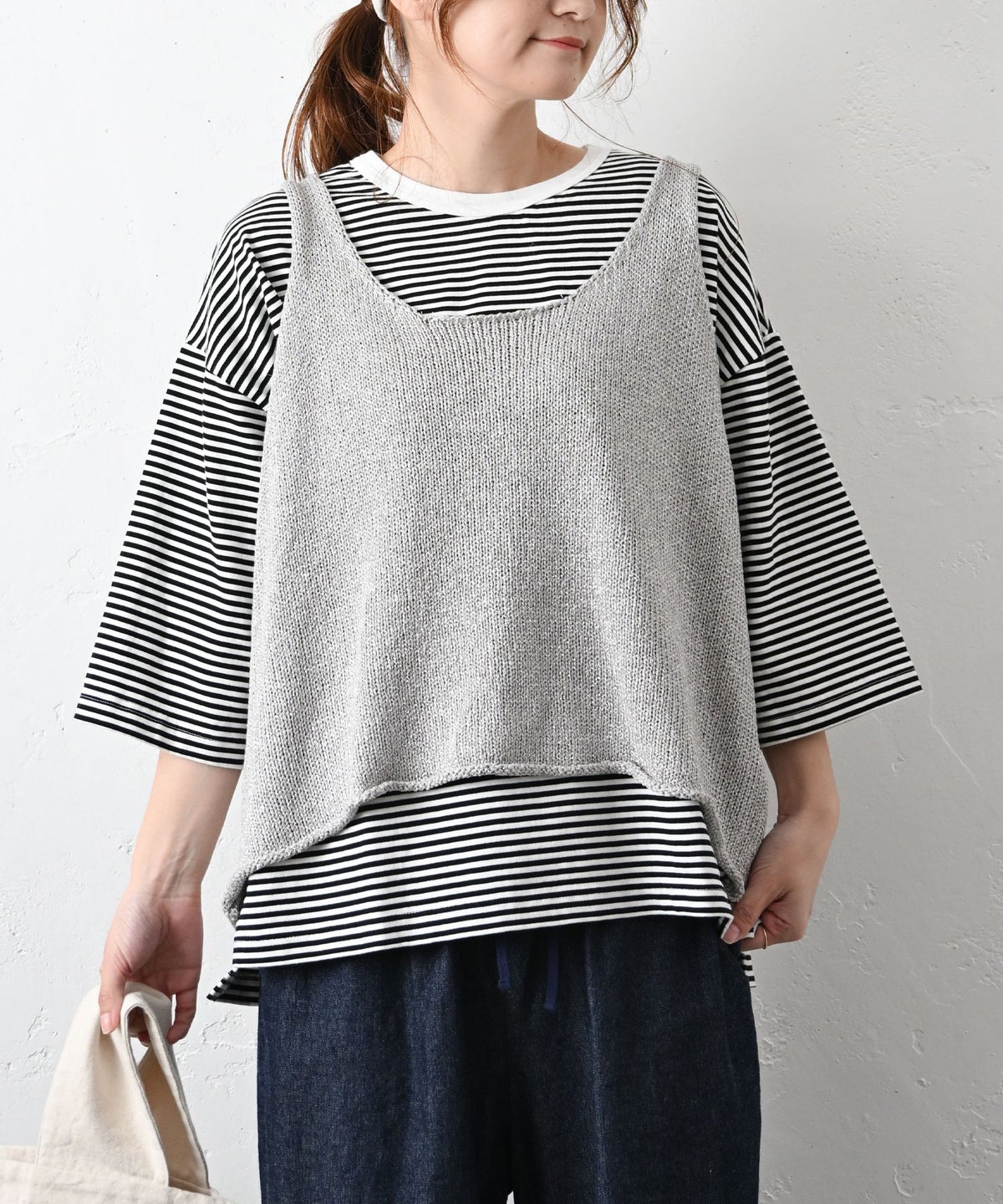 hagumu｜麻混ニットベスト [[MT-0495]][C]