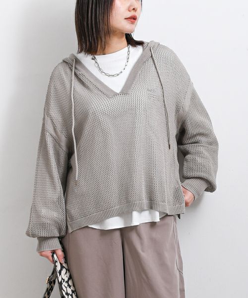 Hymn LIPA｜フードメッシュニット [[IZK25092]][F] | ma28 ONLINE STORE