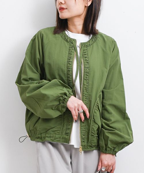 MARGAUX VINTAGE｜撥水ナイロンノーカラーブルゾン [[MG JK-26013-S