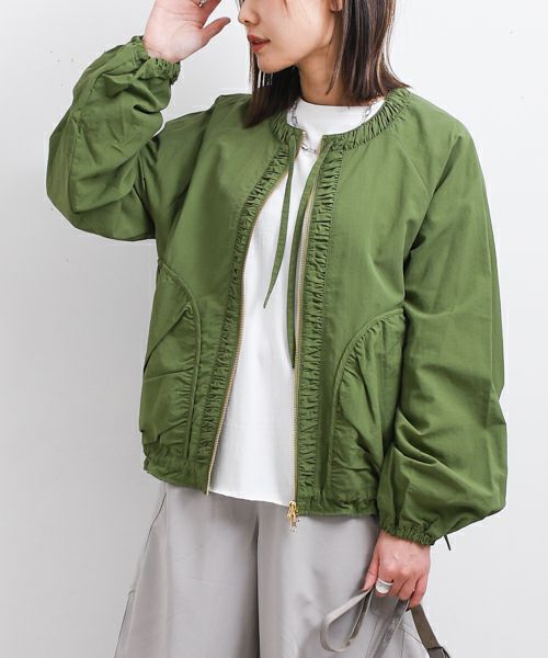 MARGAUX VINTAGE｜撥水ナイロンノーカラーブルゾン [[MG JK-26013-S