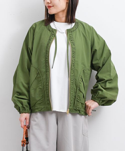 MARGAUX VINTAGE｜撥水ナイロンノーカラーブルゾン [[MG JK-26013-S
