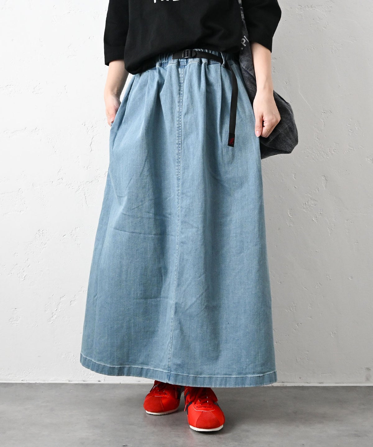  GRAMICCI｜ストレッチデニムロングフレアースカート [[GLSK6-SJP006]][C]
