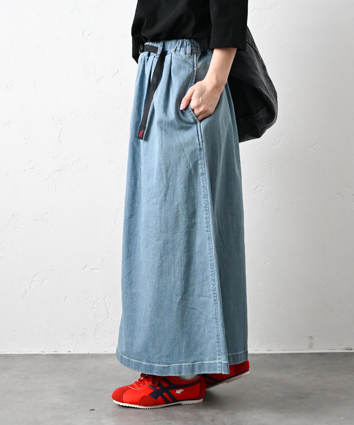  GRAMICCI｜ストレッチデニムロングフレアースカート [[GLSK6-SJP006]][C]