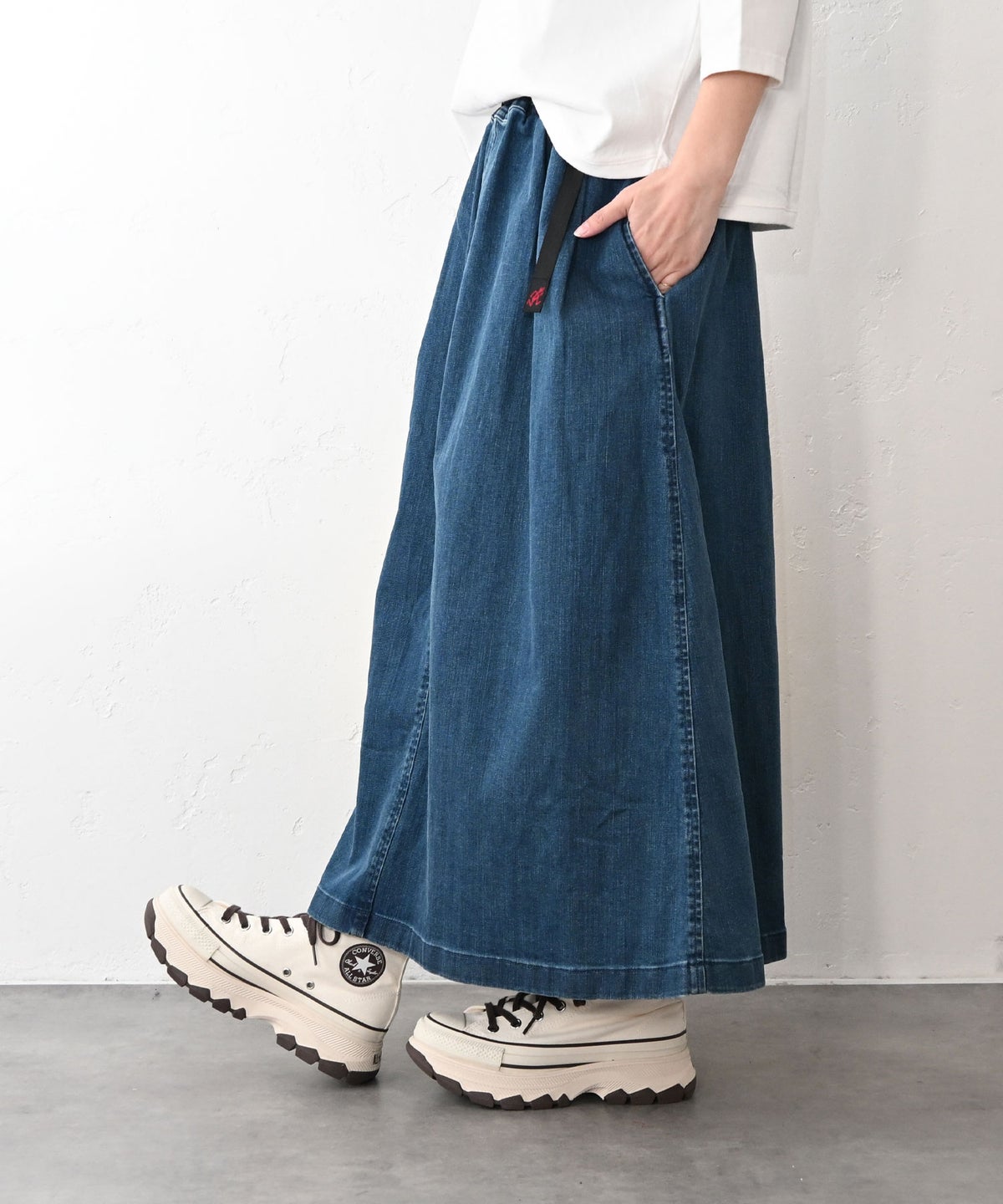  GRAMICCI｜ストレッチデニムロングフレアースカート [[GLSK6-SJP006]][C]