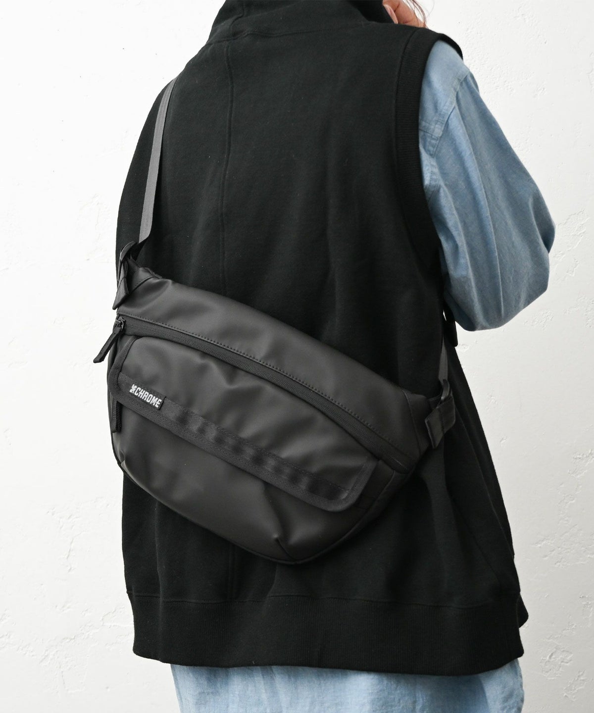 CHROME｜フラップ付きメッセンジャーバック [[BJ009MABK]][C]