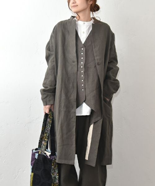 08Mab｜リネンテーラードロングジャケット [[CF-1225HF1336]][C