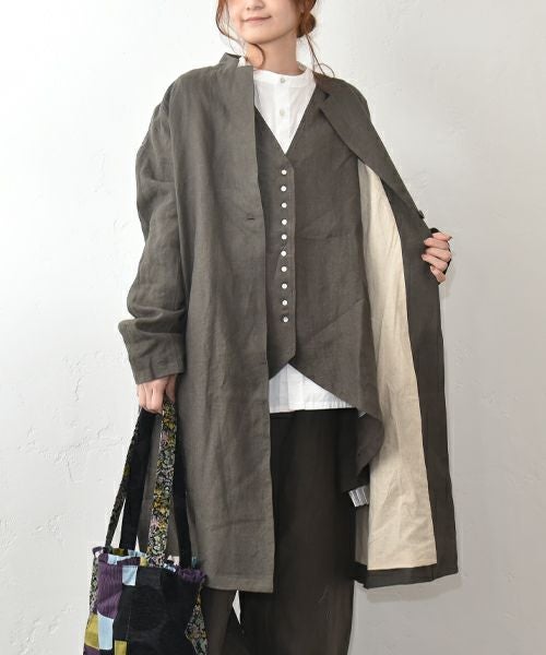 08Mab｜リネンテーラードロングジャケット [[CF-1225HF1336]][C]