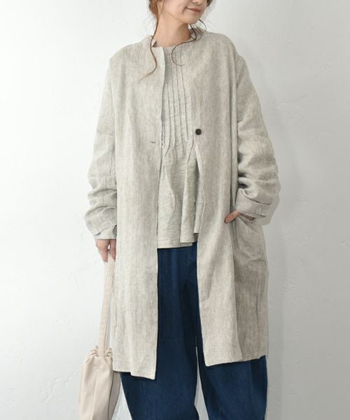 08Mab｜リネンテーラードロングジャケット [[CF-1225HF1336]][C]