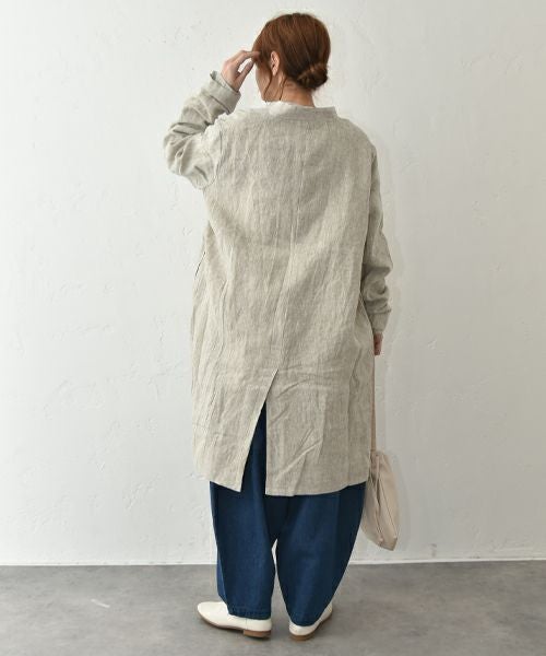 08Mab｜リネンテーラードロングジャケット [[CF-1225HF1336]][C]