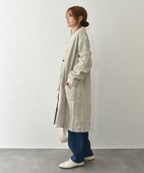 08Mab｜リネンテーラードロングジャケット [[CF-1225HF1336]][C]