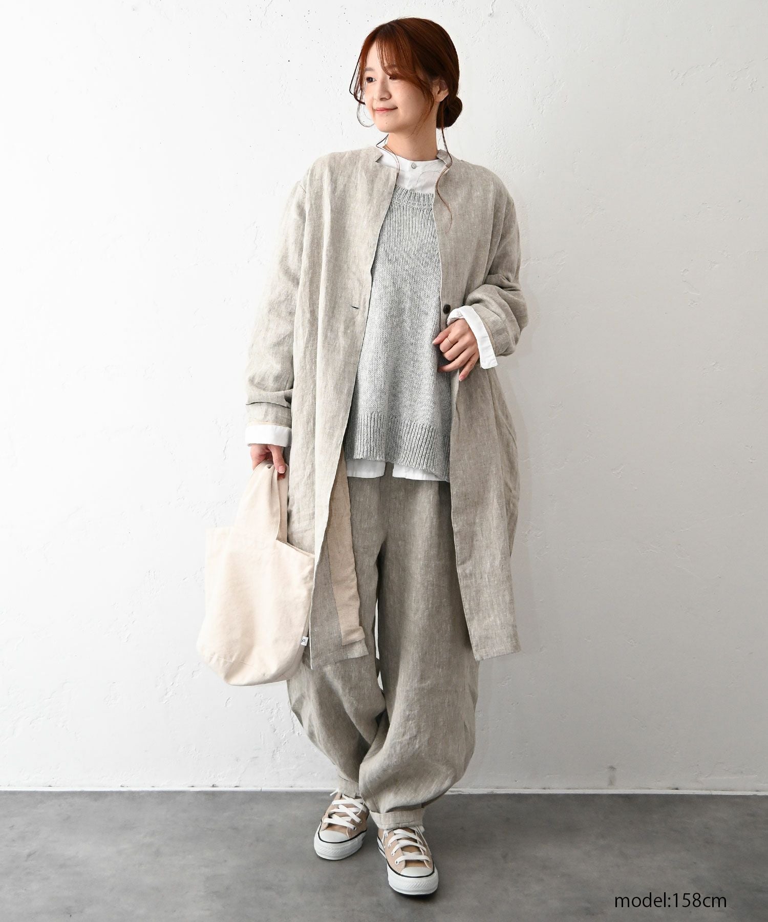 08Mab｜リネンテーラードロングジャケット [[CF-1225HF1336]][C