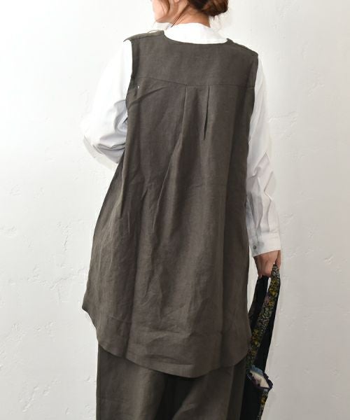 08Mab｜リネン多ボタンベスト [[CF-824HF1020]][C]