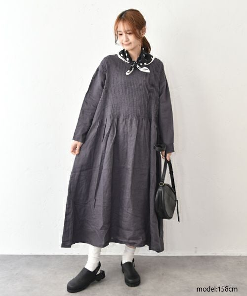 08Mab｜リネン細ピンタックワンピース [[CF-1225HF1326]][C]