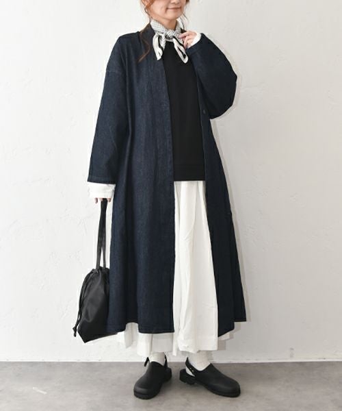 08Mab｜リネンコットンデニムロングコート [[CF-1224HF1099]][C]