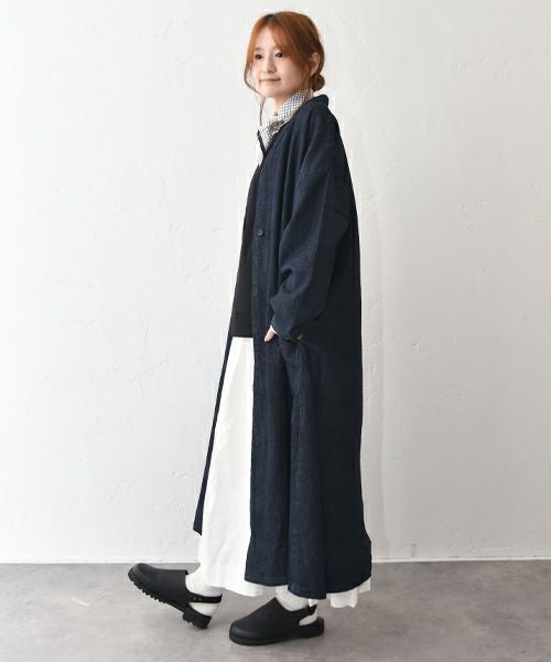 08Mab｜リネンコットンデニムロングコート [[CF-1224HF1099]][C]