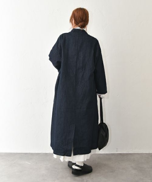 08Mab｜リネンコットンデニムロングコート [[CF-1224HF1099]][C