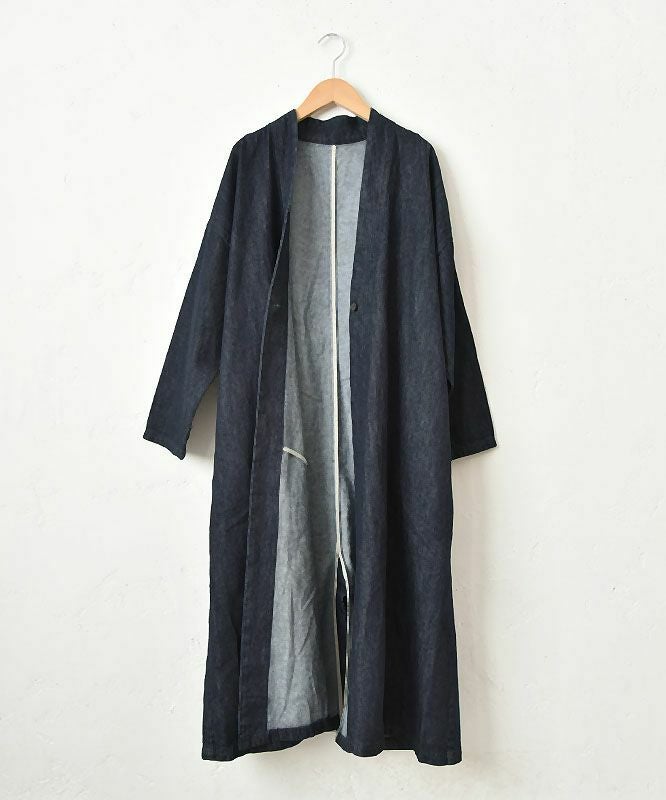 08Mab｜リネンコットンデニムロングコート [[CF-1224HF1099]][C