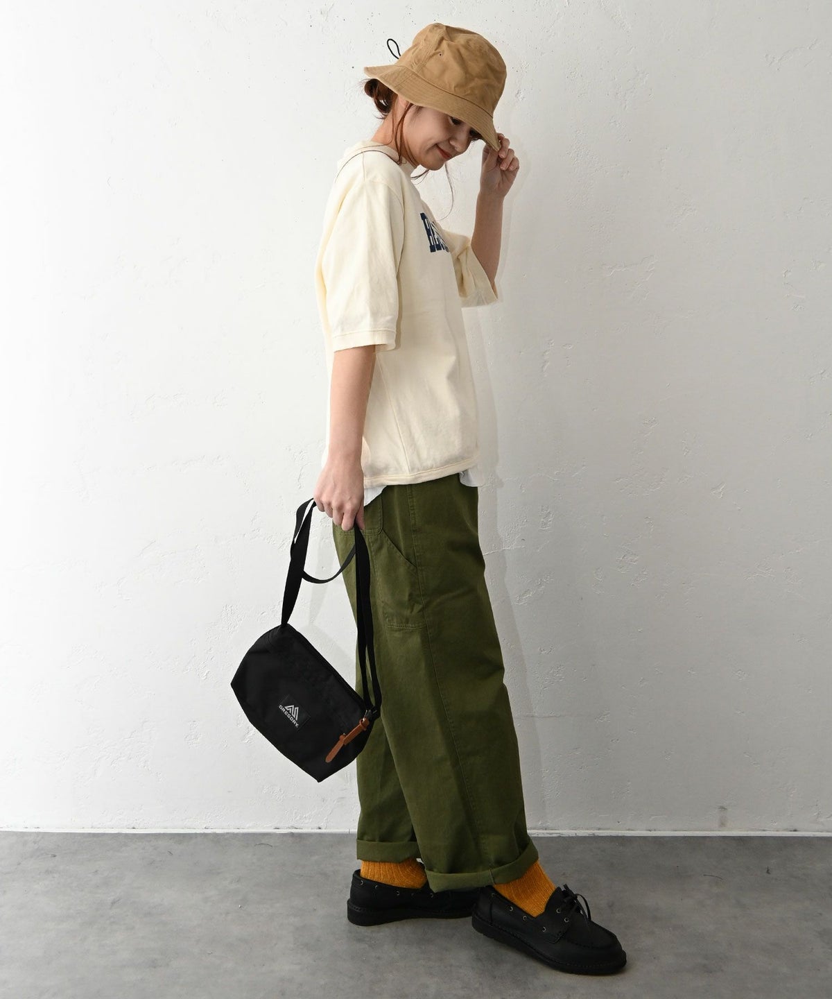 her.｜ミニ裏毛 5分袖ロゴプリントTシャツ [[7261C-914]][C]