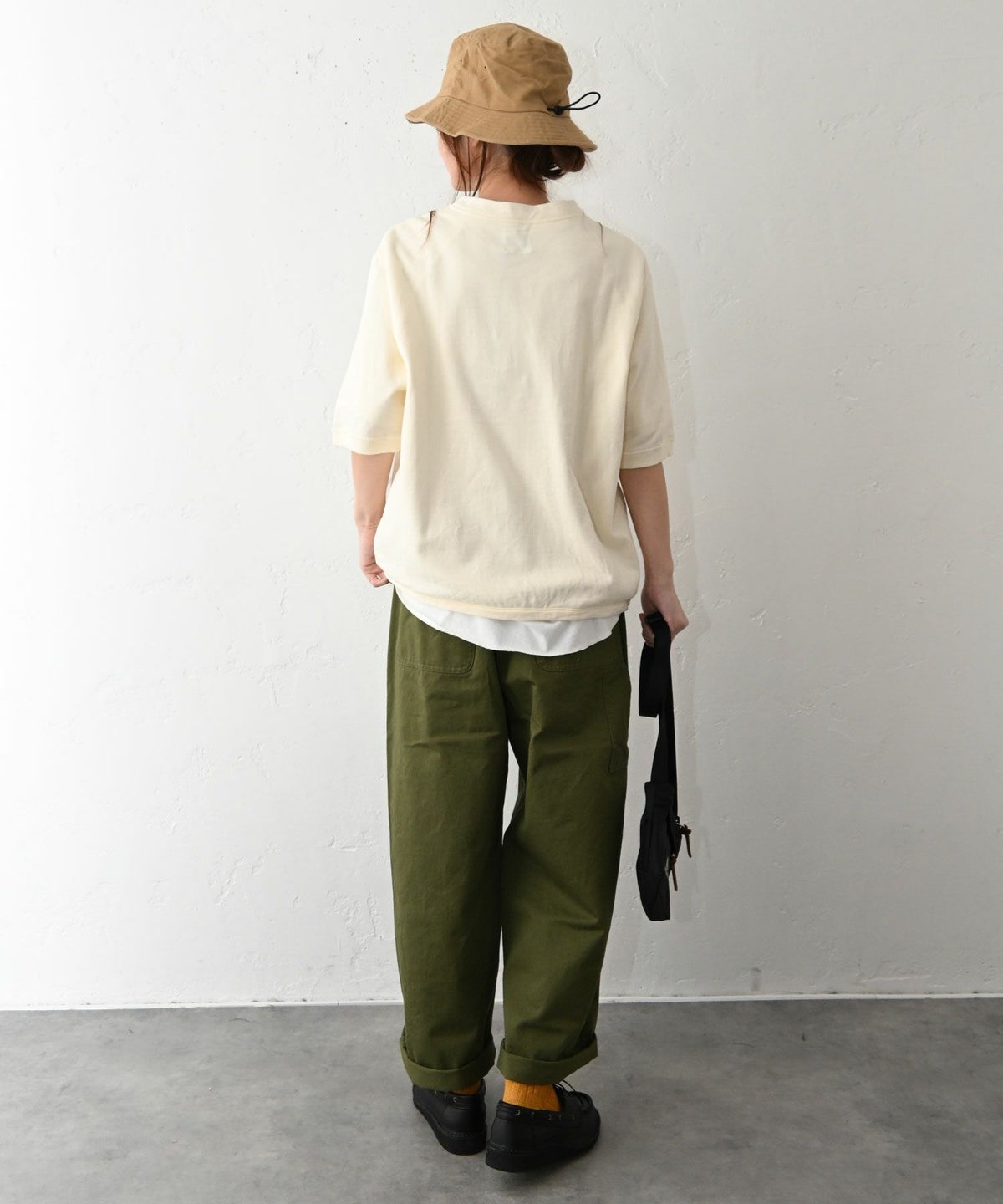 her.｜ミニ裏毛 5分袖ロゴプリントTシャツ [[7261C-914]][C]