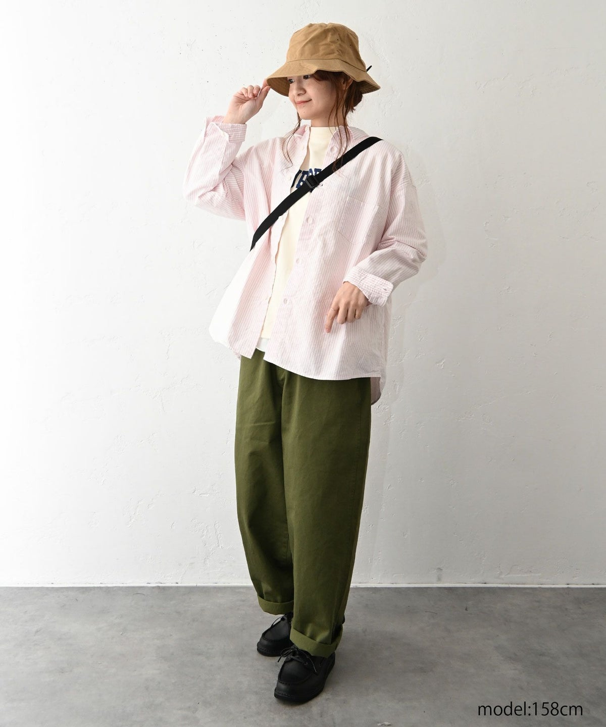 her.｜ミニ裏毛 5分袖ロゴプリントTシャツ [[7261C-914]][C]