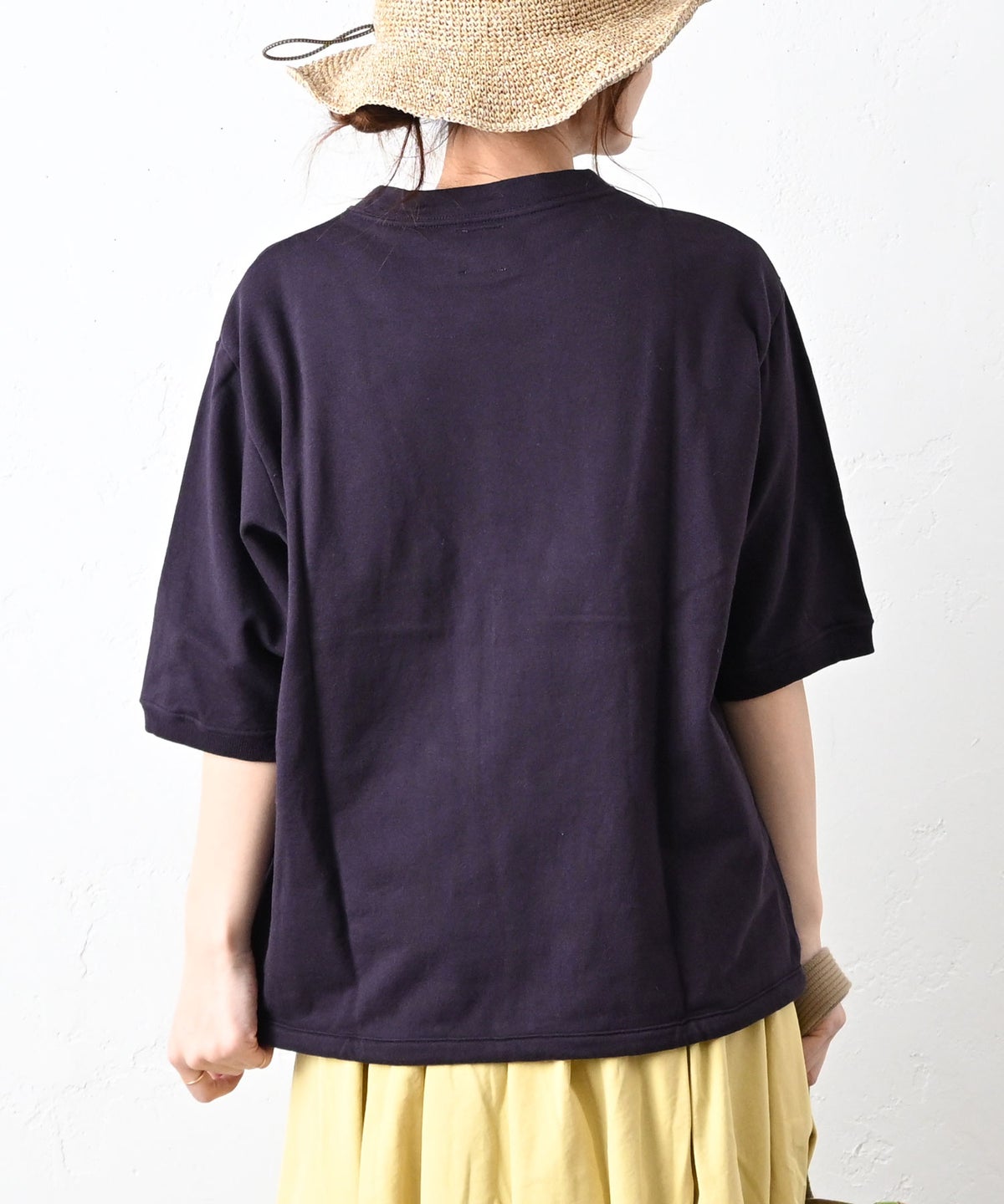 her.｜ミニ裏毛 5分袖ロゴプリントTシャツ [[7261C-914]][C]