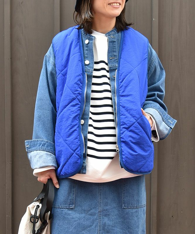 Our.｜ノーカラーデニムジャケット [[131342H]][C]