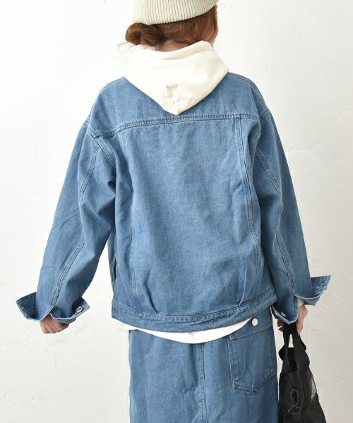 Our.｜ノーカラーデニムジャケット [[131342H]][C]
