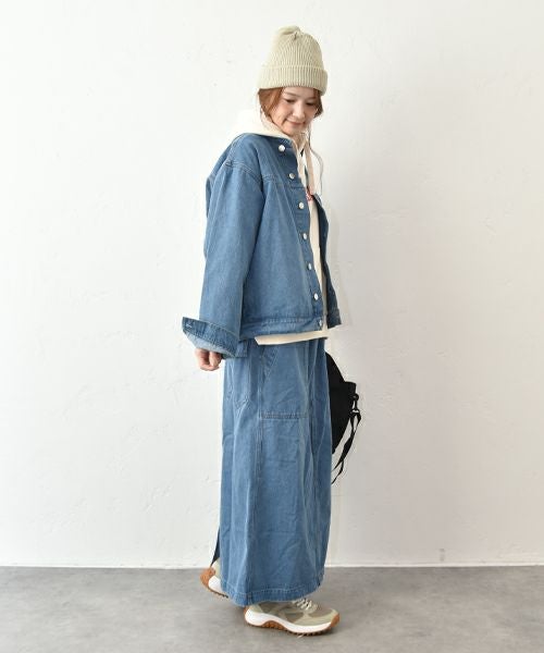 Our.｜ノーカラーデニムジャケット [[131342H]][C]