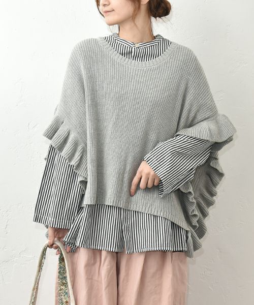 hagumu｜フリルニットポンチョ [[MT-0490]][C]